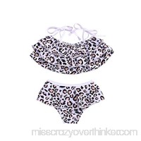 Cuekondy Kids Girls Swimsuit Bikini Two Pieces Set,Baby Girls Leopard Print Ruffle Swimwear+Shorts Bathing Suits Black B07QF82FY1